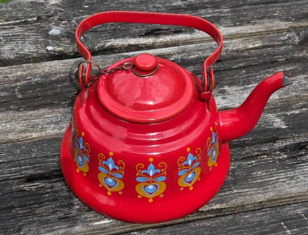 Vintage geëmailleerde metalen waterkoker, Ophalen of Verzenden