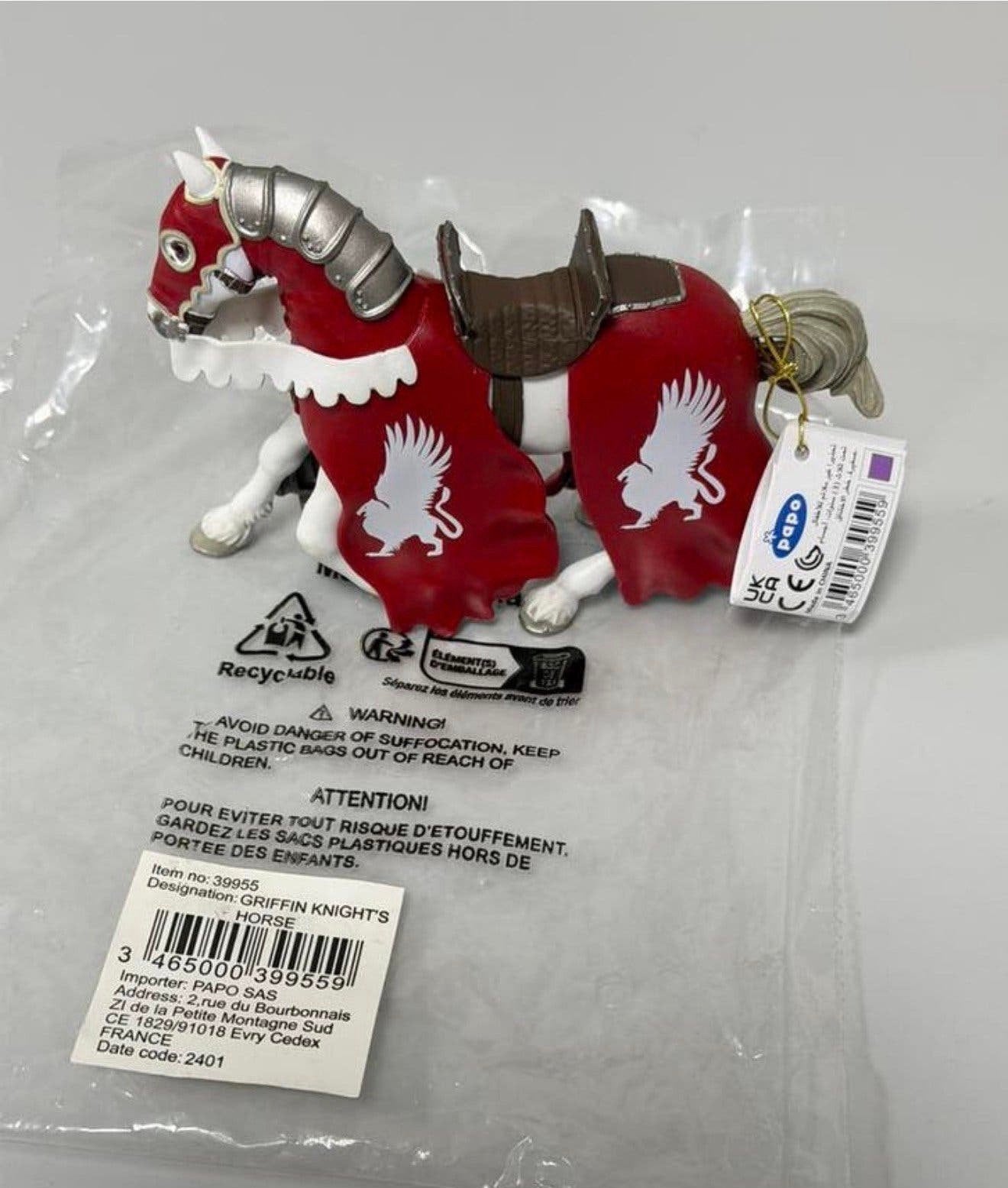 Papo Griffin Knight knight’s Horse 39955 Ridder Paard 13 cm, Verzamelen, P, P, P, Nieuw