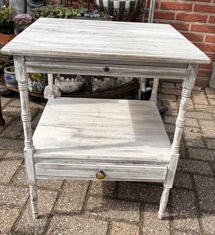 Antieke bijzettafel met lade - Shabby Chic, Ophalen