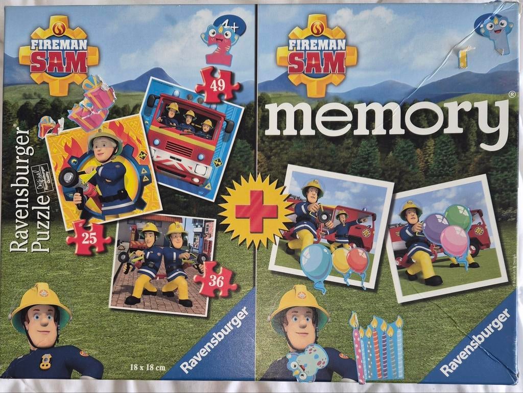 Brandweerman Sam Puzzel & Memory Spel - Ravensburger, Hobby en Vrije tijd, Denksport en Puzzels, Gebruikt, Legpuzzel, Minder dan 500 stukjes