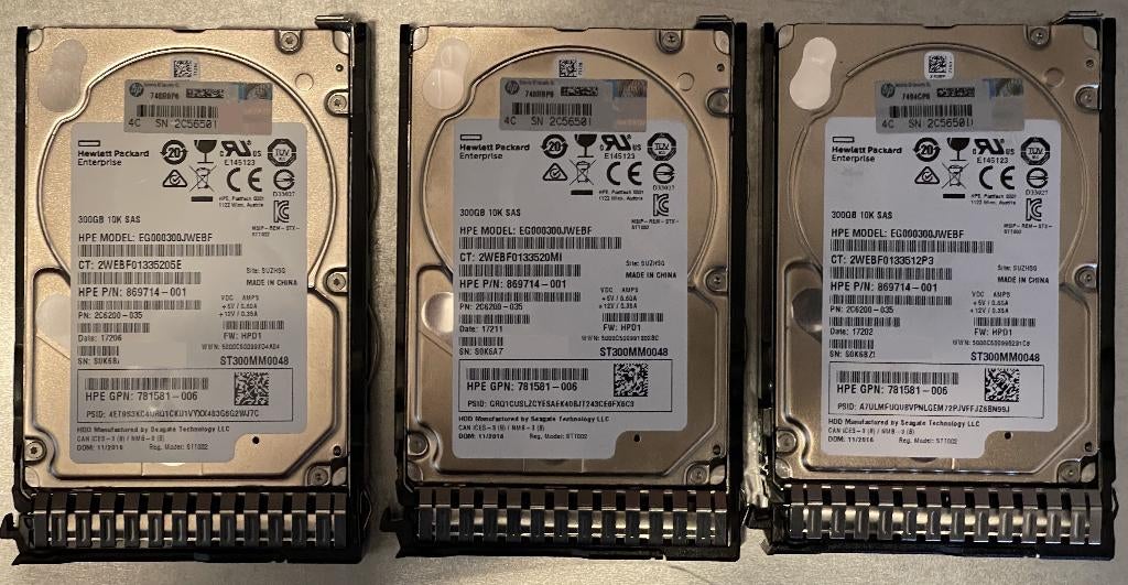 3x HP 300GB SAS 12G 10K 2.5" HDD (EG000300JWEBF), Ophalen, Intern, Gebruikt, SAS