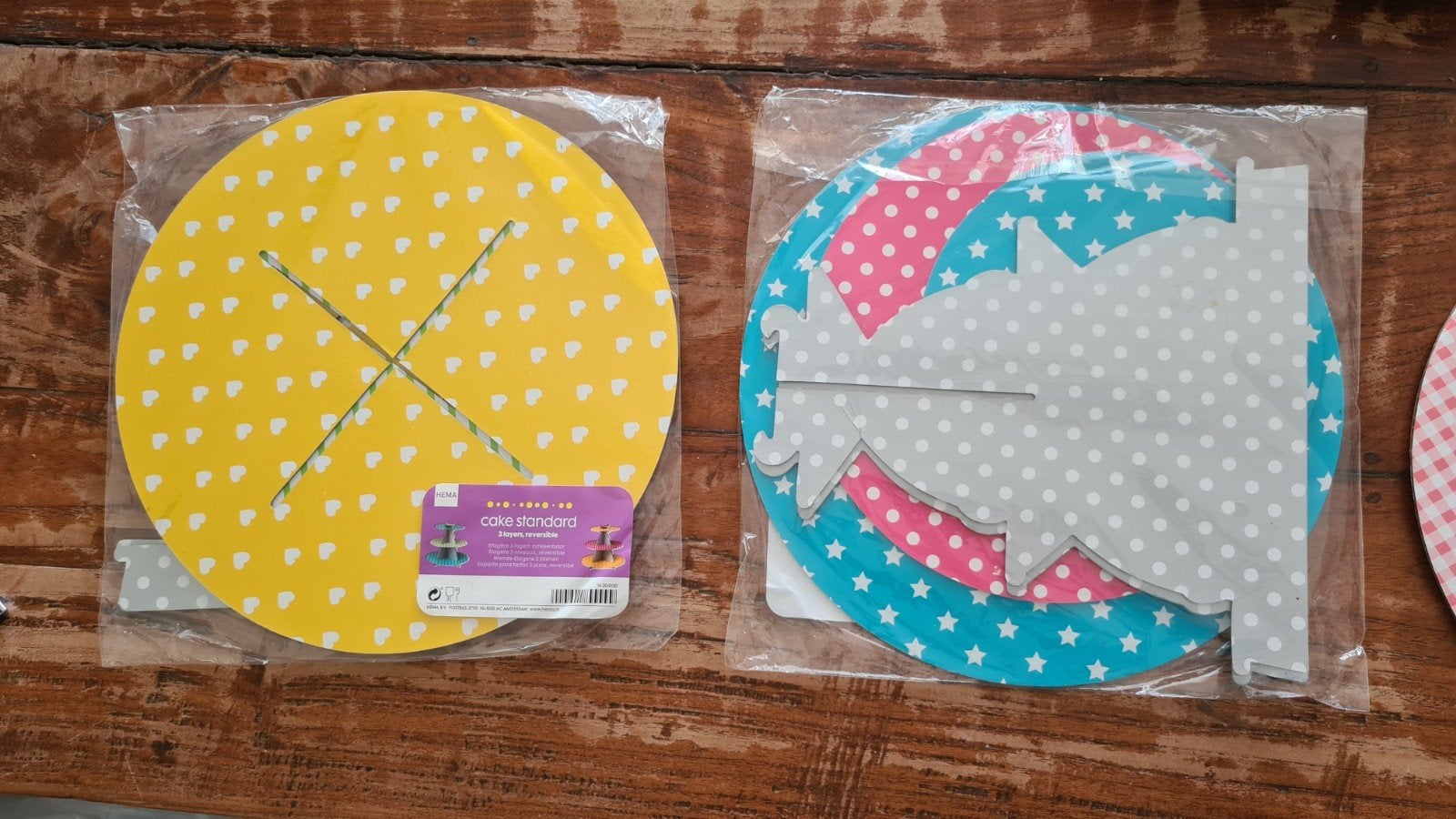 3 Hema etagères omkeerbaar - kinderfeestje of high tea, Etagère, Demontabel, Ophalen of Verzenden, Zo goed als nieuw