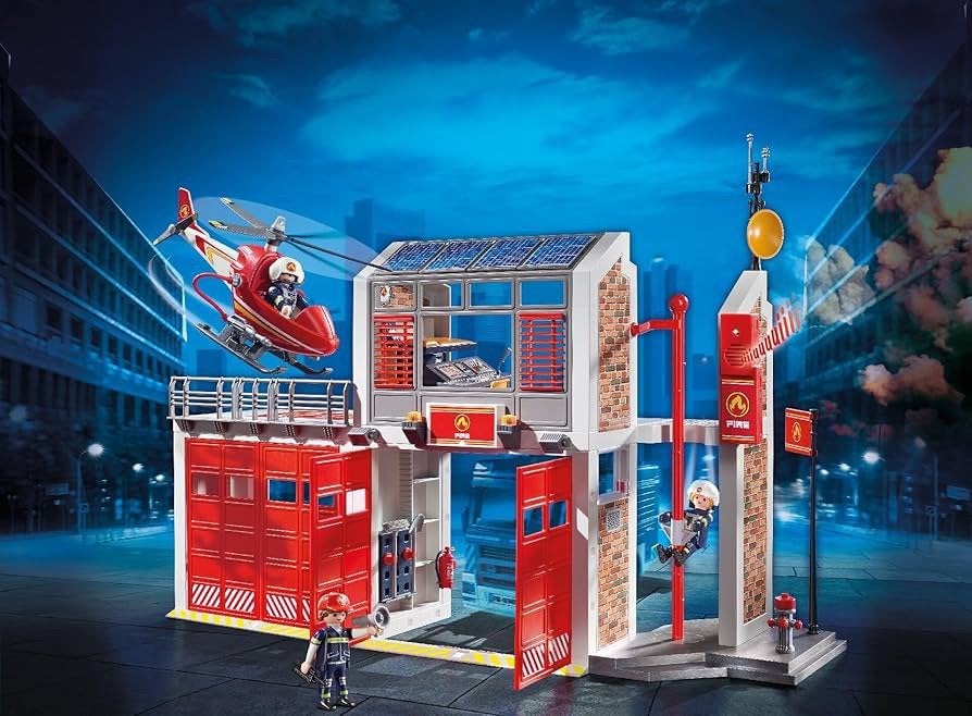 Playmobil 9462 Brandweerkazerne met Helikopter compleet, Kinderen en Baby's, Speelgoed | Playmobil, Zo goed als nieuw, Complete set