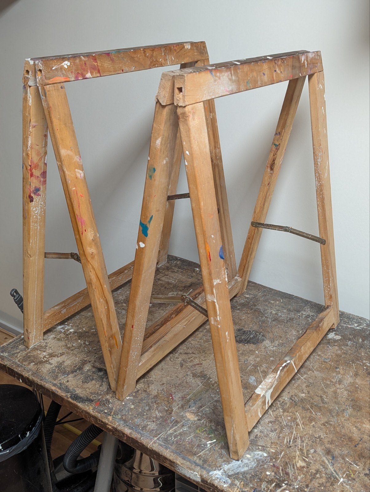 2 houten schragen, Doe-het-zelf en Verbouw, Steigers, Ophalen, Gebruikt, Overige typen, Minder dan 2 meter