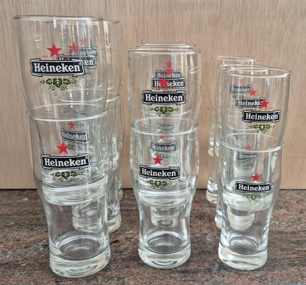 Heineken Stapelglazen set 3 x 6 stuks, Ophalen, Zo goed als nieuw, Glas of Glazen, Heineken