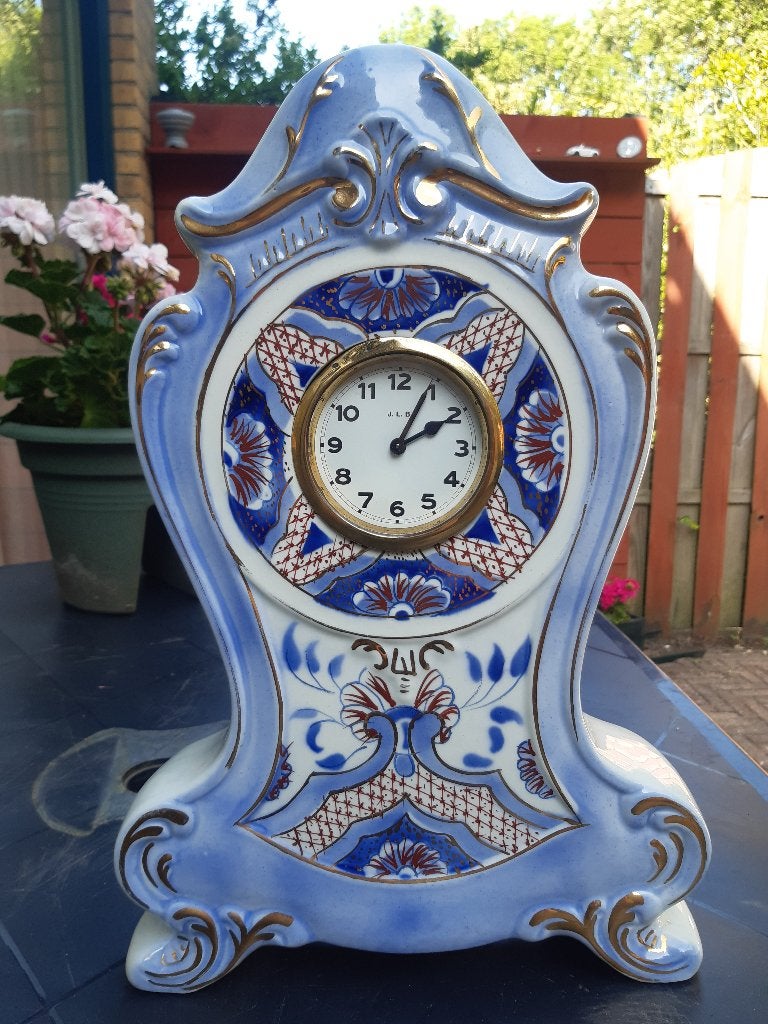 Aardewerk art deco klok, grandioos mooi, Ophalen