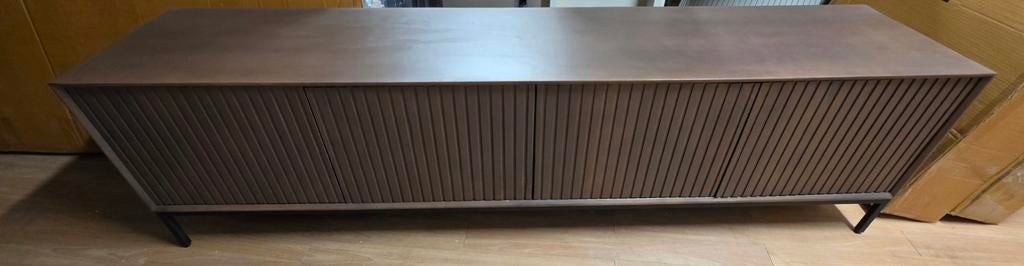 Tv-meubel Madison walnoot 210 cm, Ophalen, Madison, Info@meubeloutletmeppel.nl, 200 cm of meer