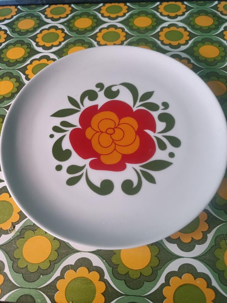 Vintage Eschenbach taartschaal jaren '70 met bloemmotief, Ophalen of Verzenden