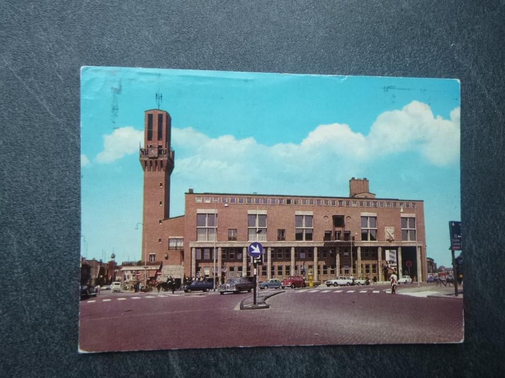 Hengelo (O) stadhuis/auto 1972, Verzenden, 1960 tot 1980, Gelopen, Overijssel