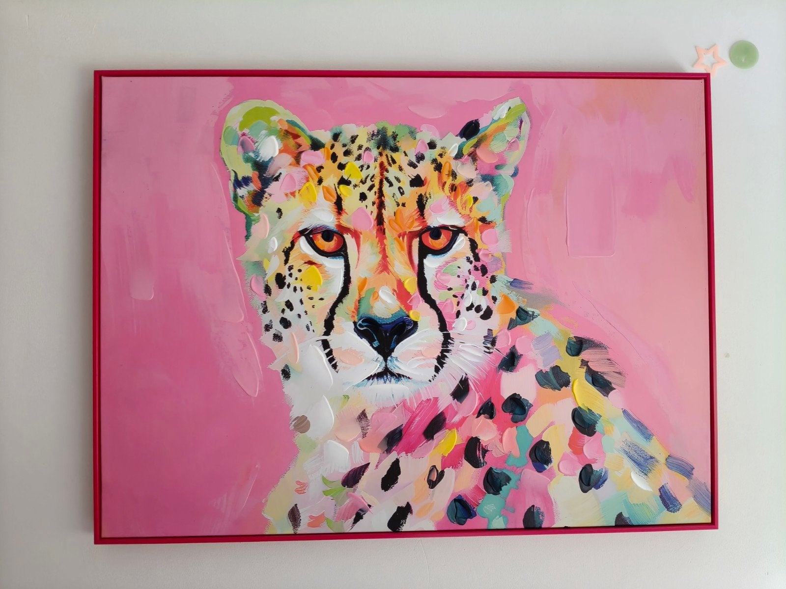 Kleurrijk schilderij van een cheetah - moderne kunst, Ophalen, Handgeschilderd, Dieren, Olieverf