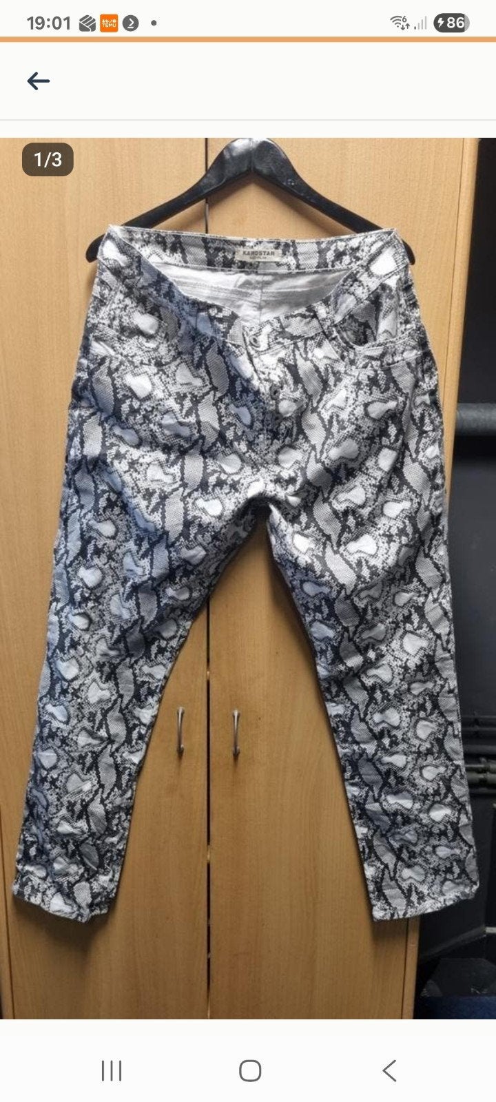 Karostar broek maat 48 met zwart-witte slangenprint, Kleding | Dames, Broeken en Pantalons, Meerkleurig, Maat 46/48 (XL) of groter