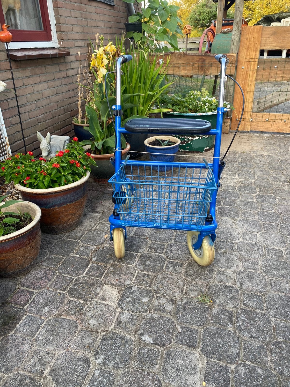 Blauwe oerdegelijke rollator, Diversen, Rollators, Ophalen of Verzenden, Opvouwbaar, Gebruikt