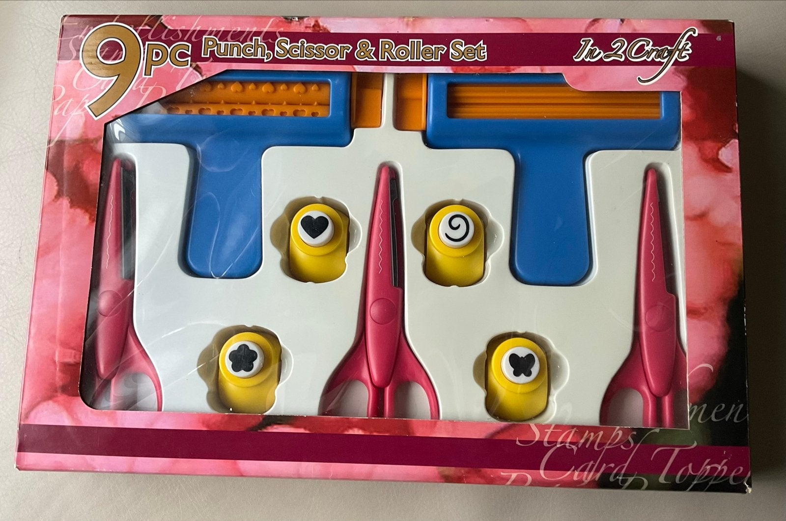 9-delige pons-, schaar- en rollerset voor knutselen, Overige thema's, Nieuw, Meerkleurig, Ophalen of Verzenden