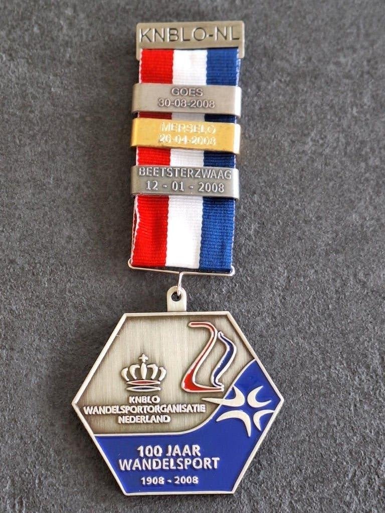 KNBLO-NL 100 Jaar Wandelsport Medaille 1908-2008, Ophalen of Verzenden, Overige materialen, Nederland