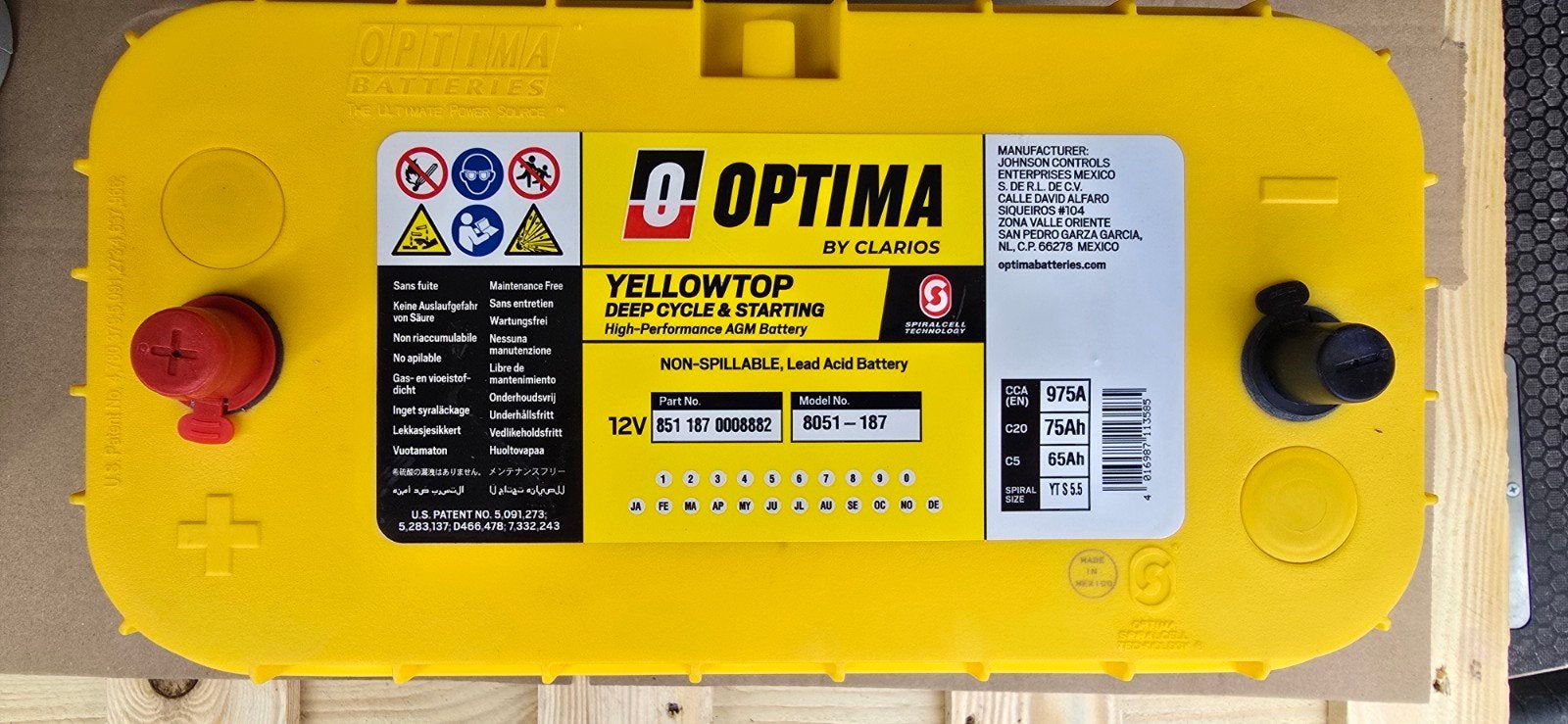Optima Yellowtop Y TS 5.5 12V 75Ah 975A, Ophalen of Verzenden, Nieuw