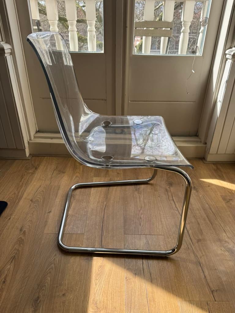 Eettafelstoel doorzichtig. Tobias IKEA, Ophalen, Kunststof, Wit, Zo goed als nieuw