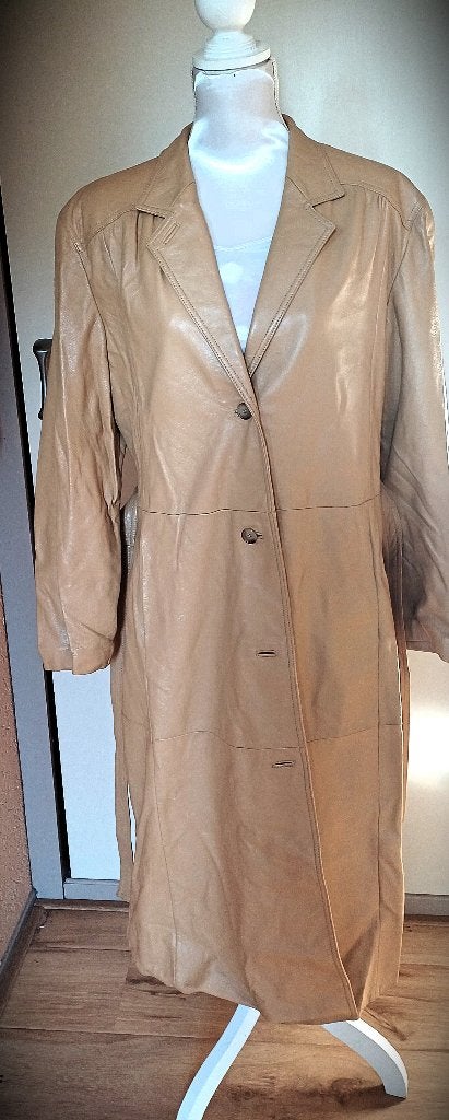 Lange leren jas Friitala maat 44, Verzenden, Zo goed als nieuw, Maat 42/44 (L), Beige