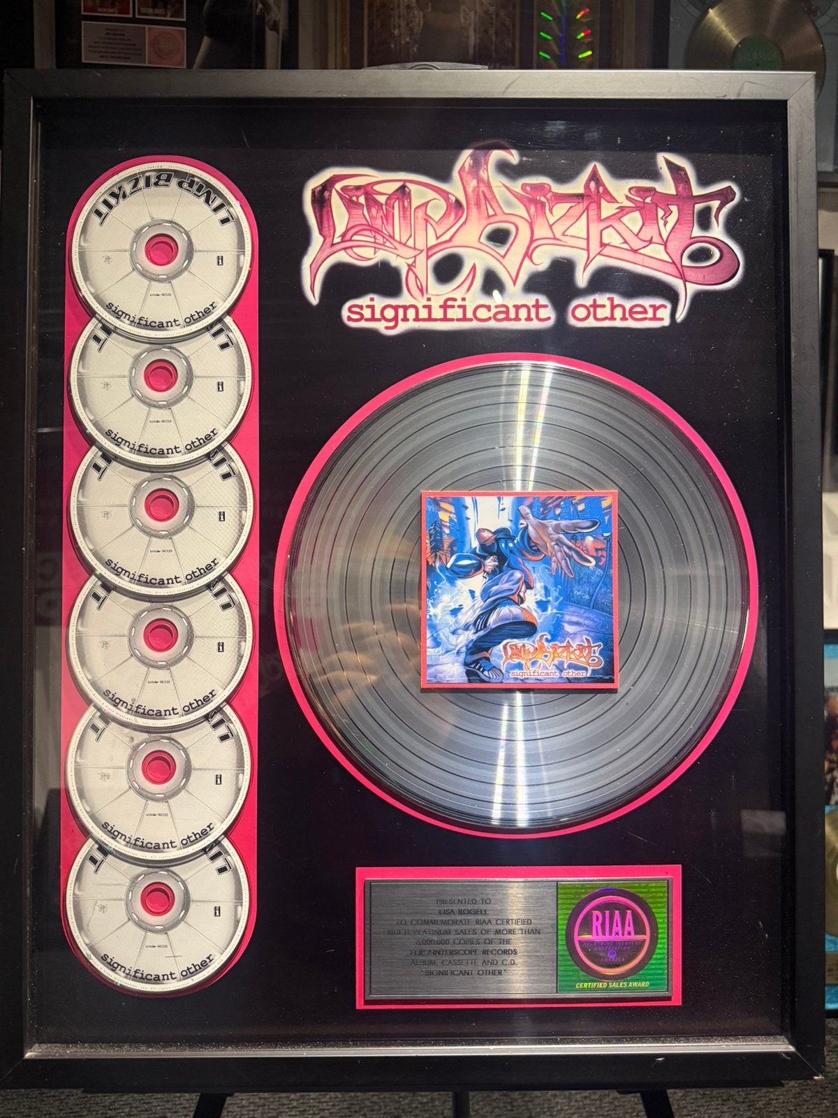 Limb Bizkit Significant Other 6x Platina RIAA Award Music US, Verzamelen, Ophalen of Verzenden, Cd of Plaat
