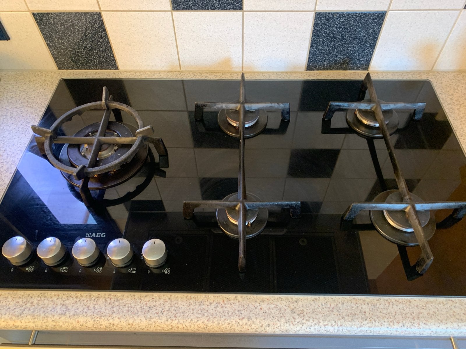 AEG 5-pits gaskookplaat - Gebruikt, werkt perfect, Ophalen, Gebruikt, Gas, 5 kookzones of meer