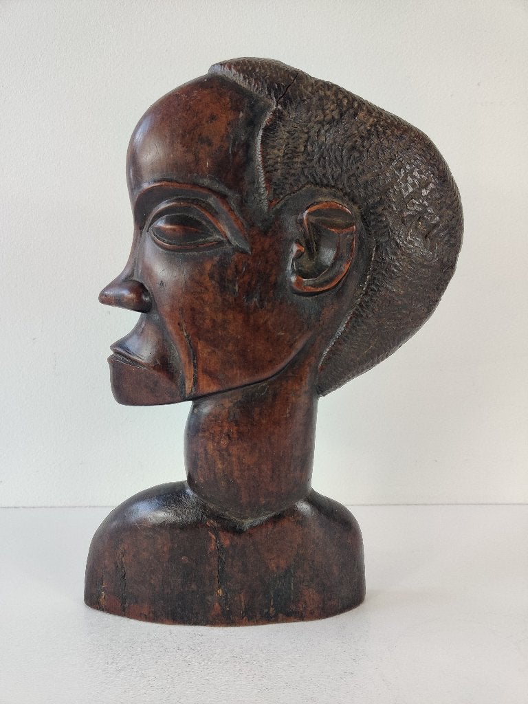 Buste man, hardhout, Makonde Tanzania, midden 20e eeuw, Ophalen of Verzenden