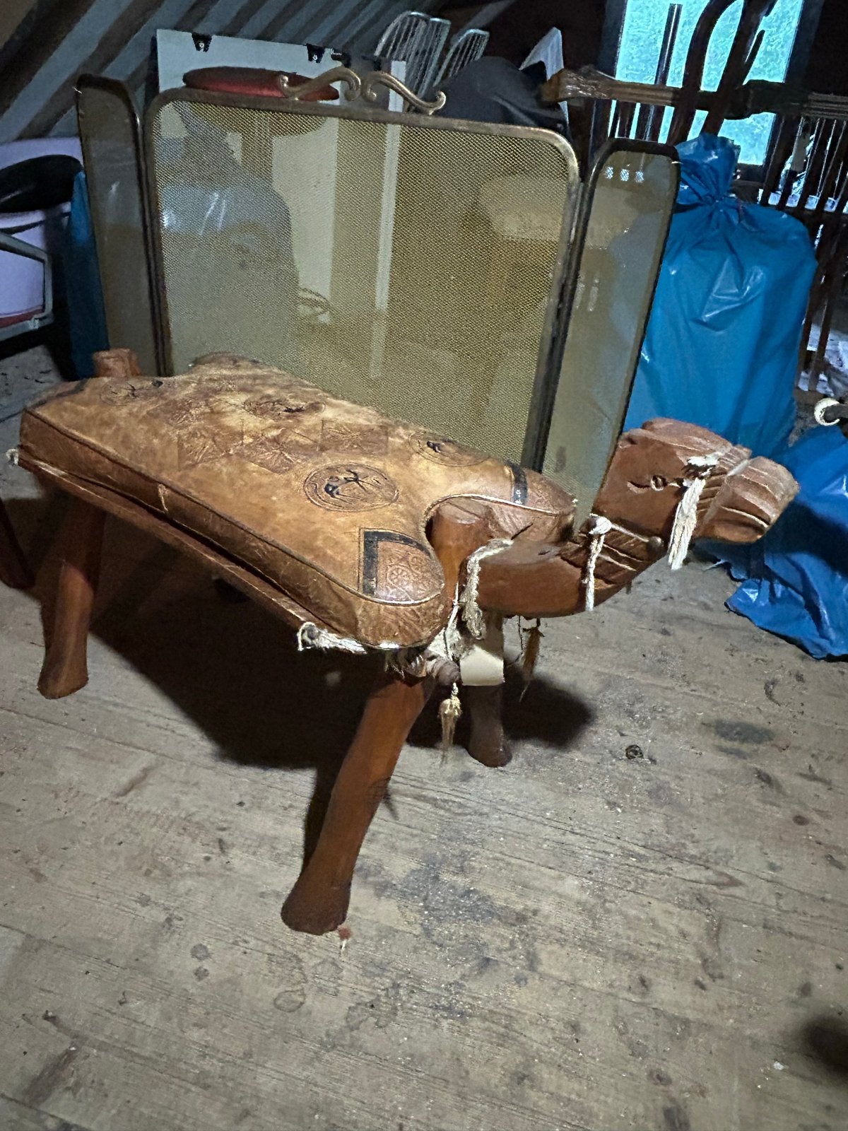 Decoratieve Kameel Krukje/Voetenbankje van Leer, Ophalen, Rechthoekig, Leer, Minder dan 50 cm