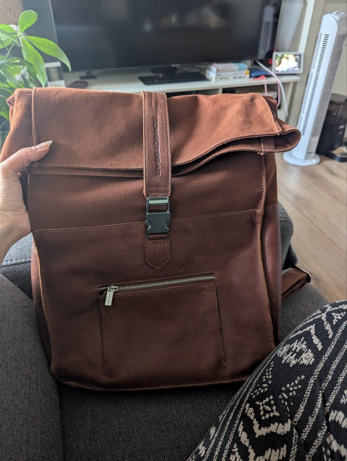Cowboysbag in goede staat, Ophalen, Bruin, Rugtas, 40 tot 50 cm