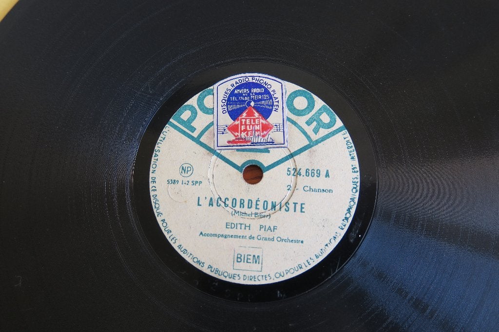 Edith Piaf L'Accordéoniste 78rpm 78 toeren grammofoonplaat, Overige genres, Gebruikt, 10 inch, Ophalen of Verzenden