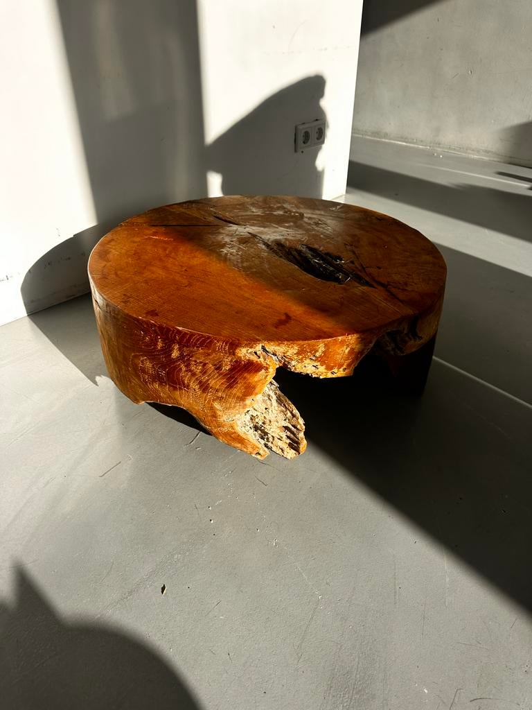 Unieke Houten Salon Tafel - Boomstam Design (60x25 cm), Ophalen, Gebruikt, Rond, 50 tot 100 cm