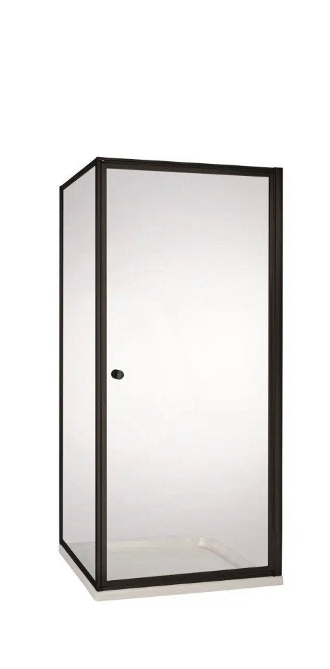 Moderne douchecabine met zwart frame en helder glas, Ophalen, Zo goed als nieuw, Glas, Douche