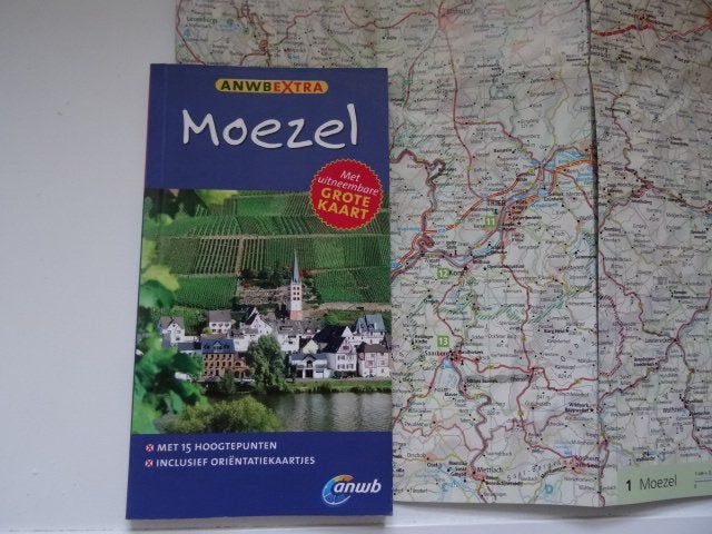 Moezel ; anwb extra reisgids + de grote landkaart, Europa, Ophalen of Verzenden, Zo goed als nieuw, Reisgids of -boek