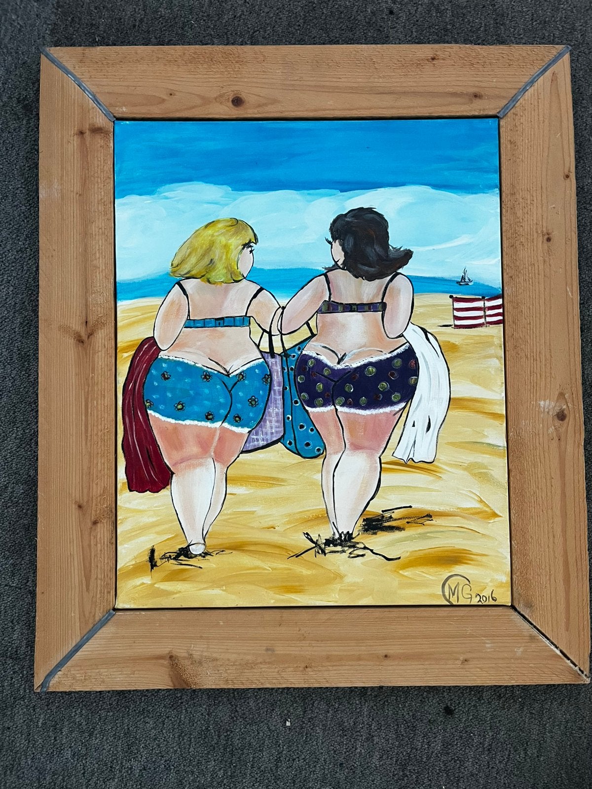 Handgeschilderde reproductie “Dikke Dames”, Ophalen, Doek, Portret of Personen, Klassiek