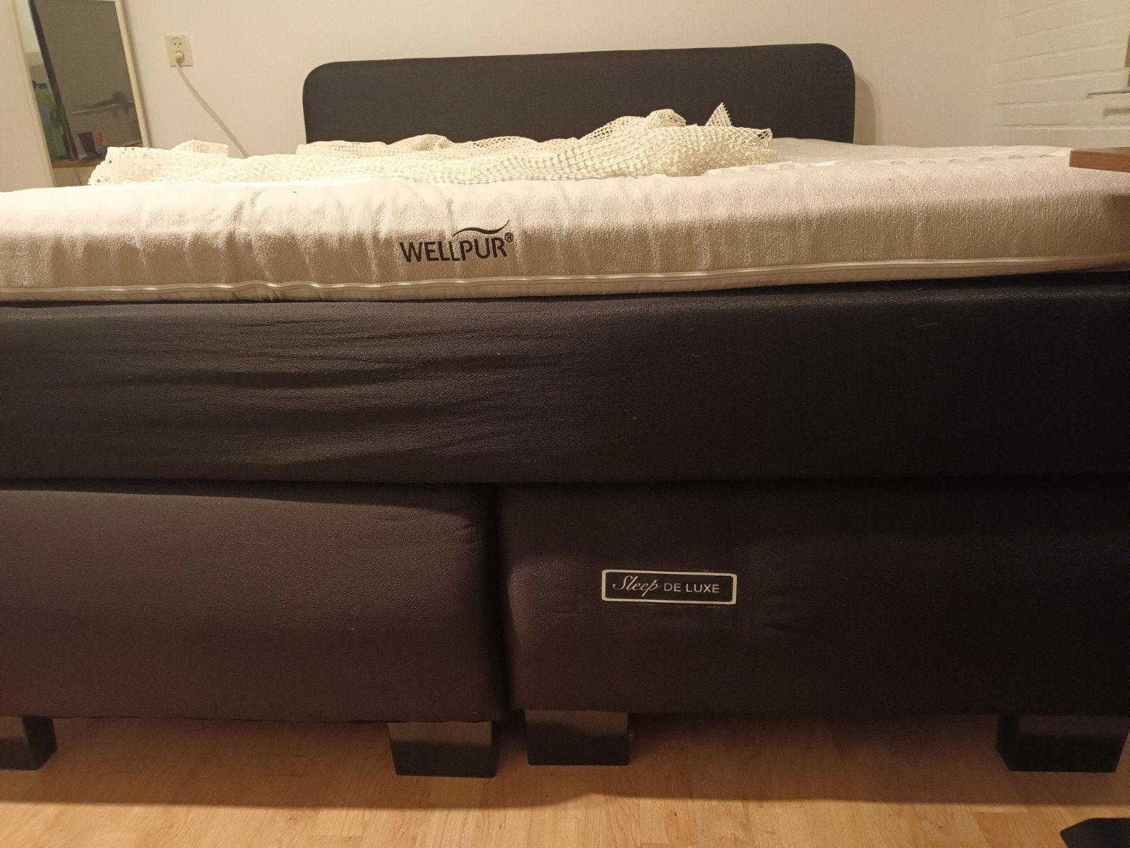 Sleep de Luxe Boxspring met Wellpur topmatras, Huis en Inrichting, Slaapkamer | Bedden, Gebruikt, Zwart, Tweepersoons, Ophalen of Verzenden