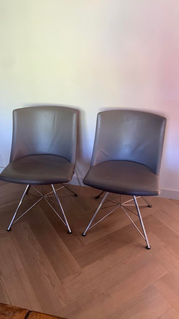 2 stoelen echt leer, Ophalen of Verzenden, Zo goed als nieuw, Overige kleuren, Leer
