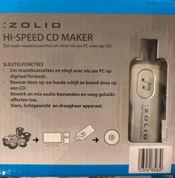 Zolid Hi-Speed CD Maker: Cassette/Vinyl naar CD/PC, Ophalen of Verzenden, Nieuw