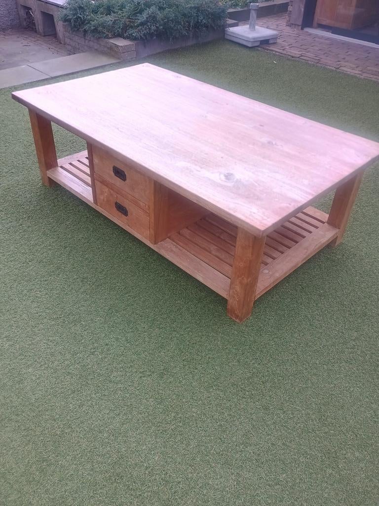 Mooie salontafel van teakhout, Gebruikt, 100 tot 150 cm, Teakhout, Minder dan 50 cm