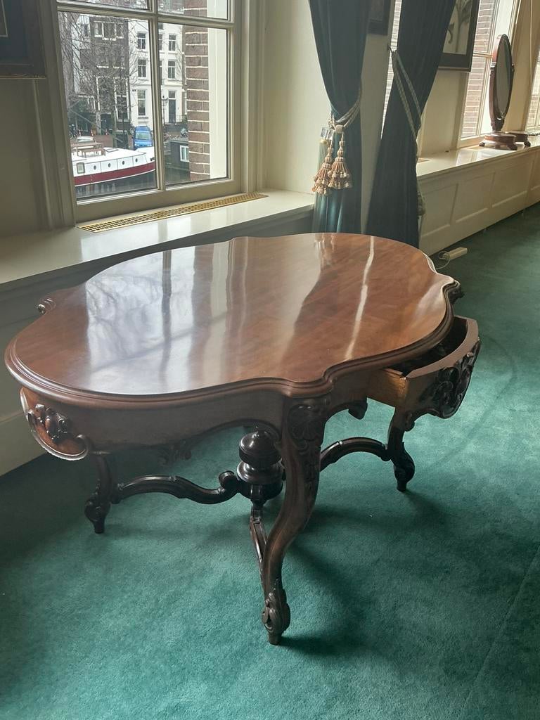 Klassieke houten sidetable -salontafel met lade houtsnijwerk, Ophalen