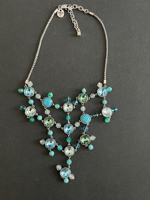 Dyrberg/Kern zilverkleurige ketting met Swarovski stenen, Overige materialen, Gebruikt, Met kristal, Verzenden