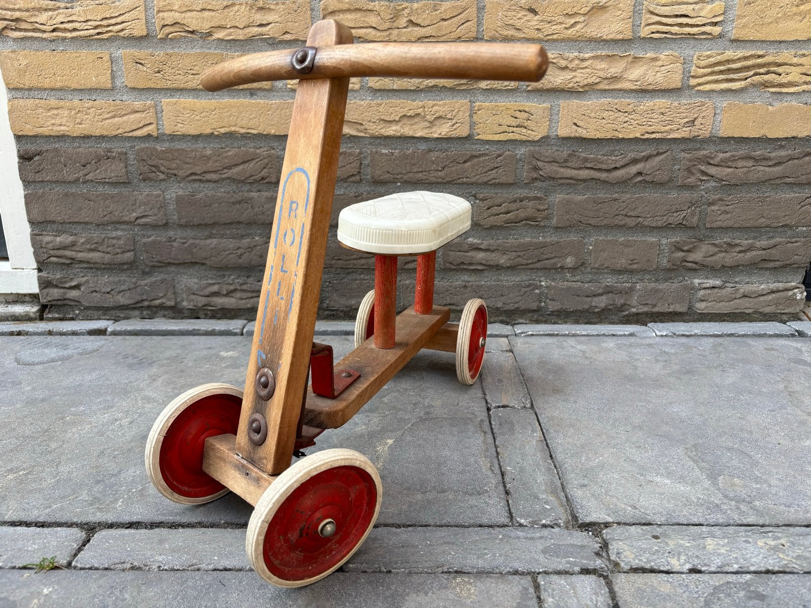 Vintage Rolli houten loopfietsje, Kinderen en Baby's, Ophalen of Verzenden, Gebruikt, Loopfiets