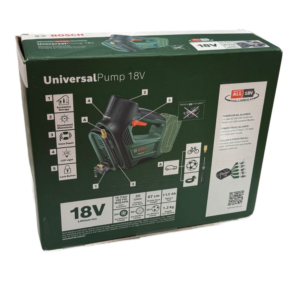 Bosch UniversalPump 18V Accupersluchtpomp nieuw in doos, Doe-het-zelf en Verbouw, Bosch, Nieuw, Support@bosch.com, Robert Bosch GmbH
Robert-Bosch-Platz 1
70839 Gerlingen-SchillerhÃ¶he
Germany