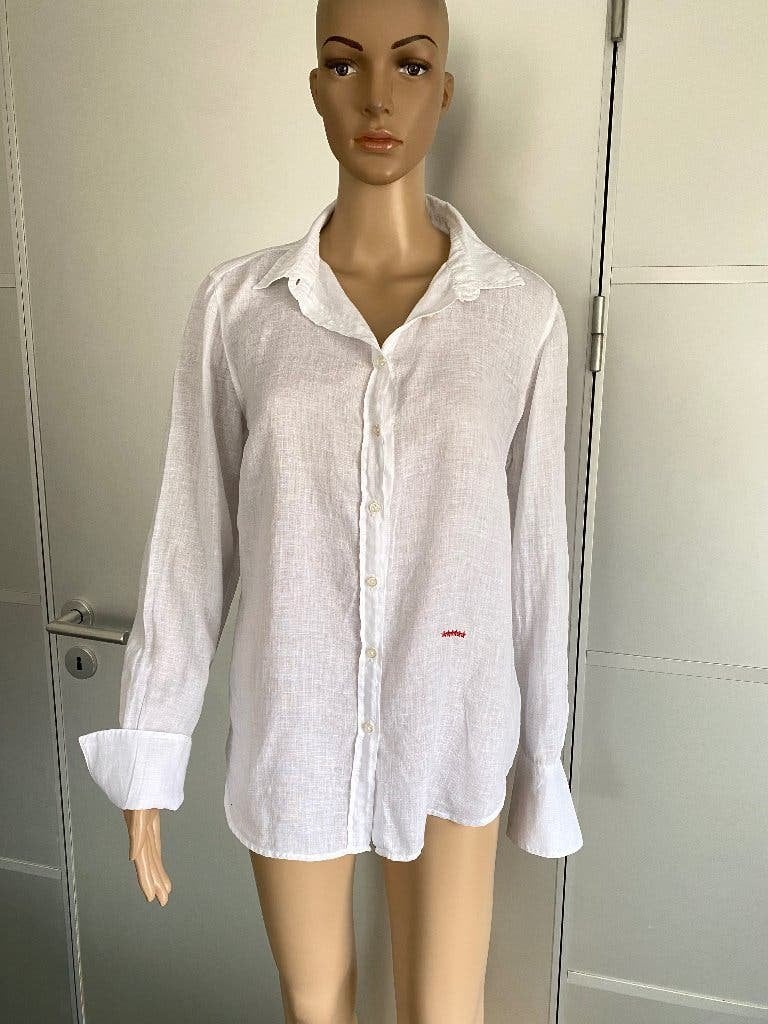 K247 Linnen blouse maat S/M=36/38 top wit, Wit, Ophalen of Verzenden, Zo goed als nieuw, Maat 36 (S)