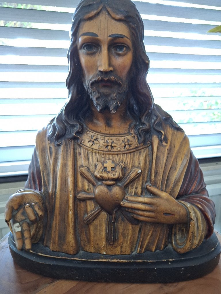 Jezus beeld, Antiek en Kunst, Ophalen, Gips, 20 - 50 cm, Beeld