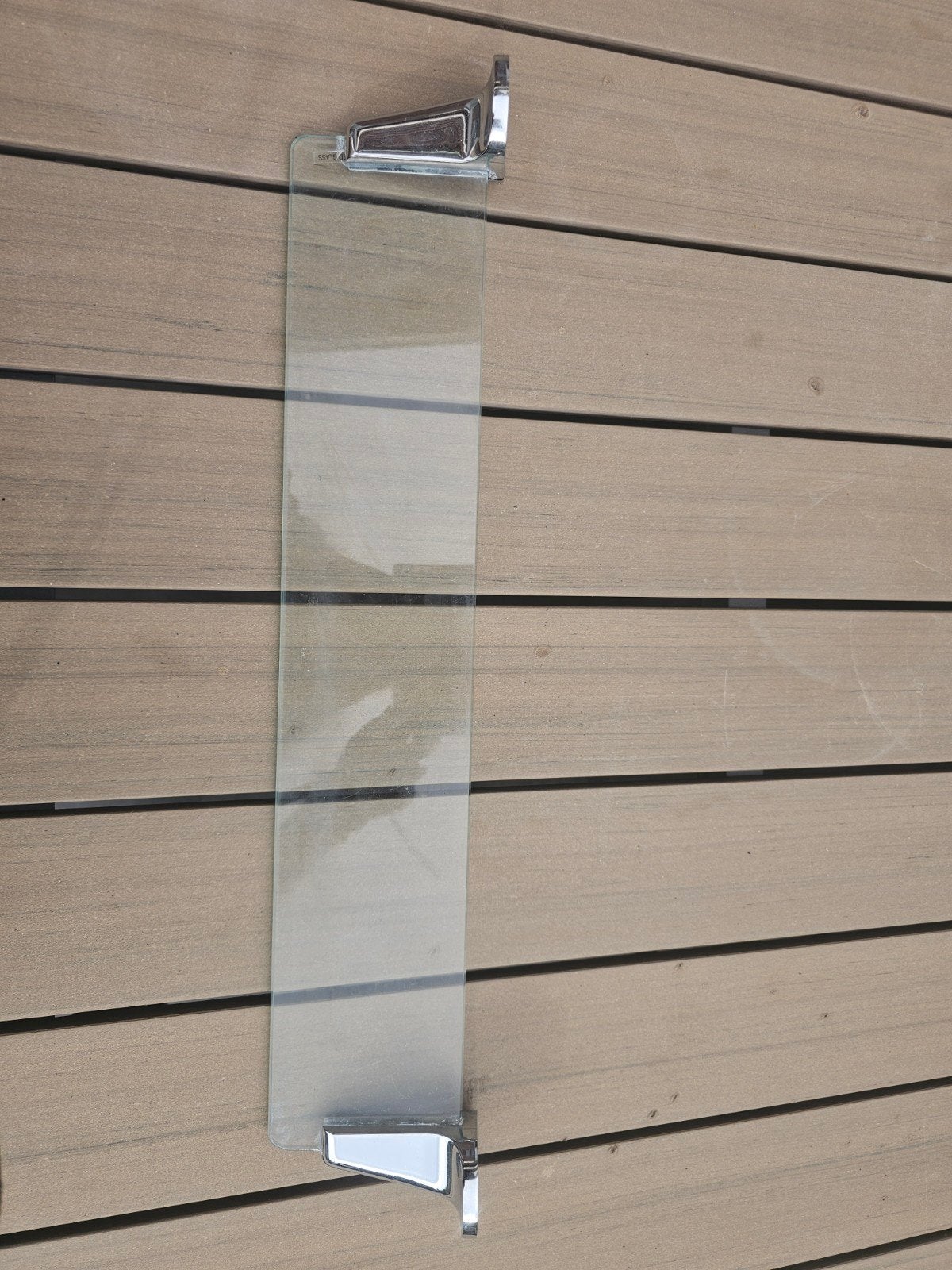 Doucheplateau / Glasplaat 50x10 cm met chroom beugels, Ophalen of Verzenden, Gebruikt, Zilver, Douche-accessoire
