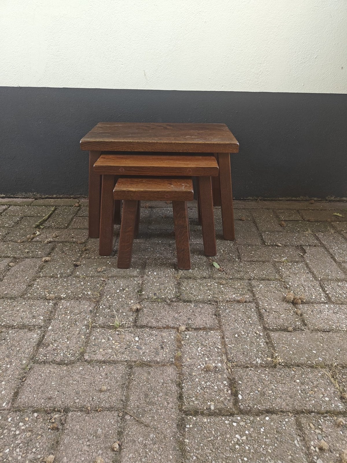Set van 3 houten bijzettafels - Nesttafels, Ophalen, Minder dan 45 cm, Minder dan 55 cm, Gebruikt