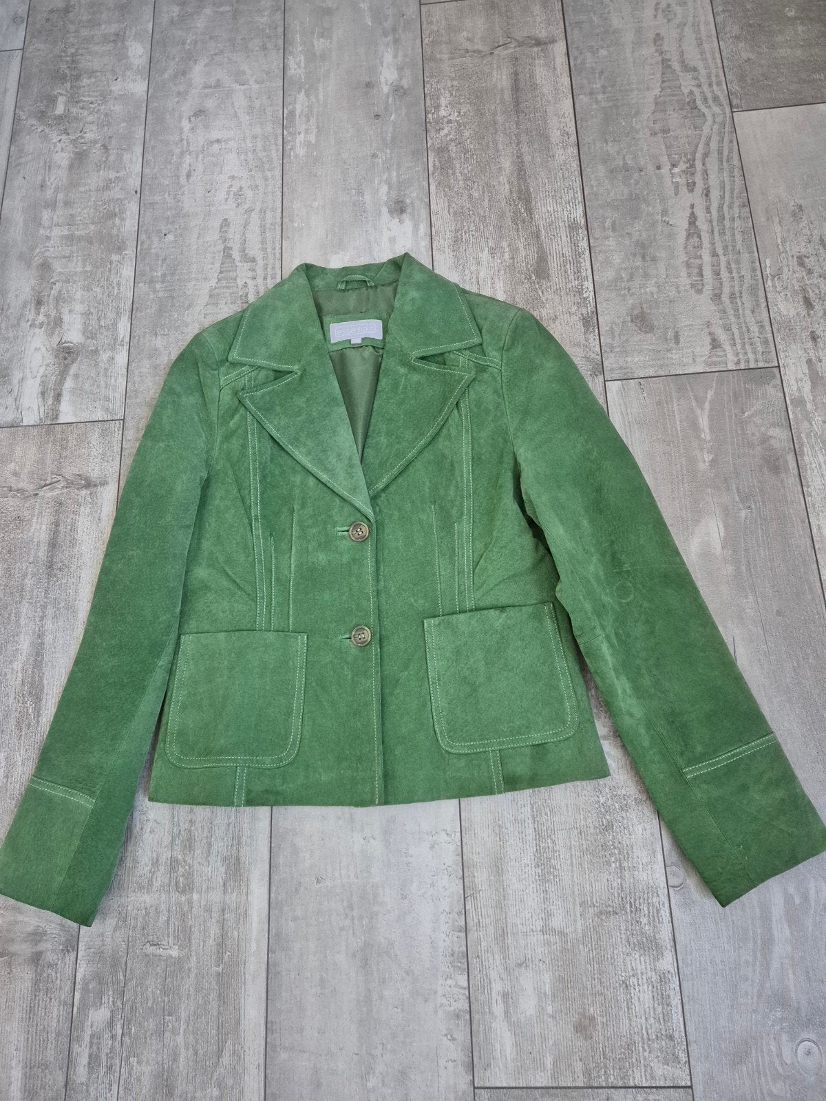 Groen leren suède jasje Essentials maat 38/40 (M), Maat 38/40 (M), Ophalen of Verzenden, Zo goed als nieuw, Essentials