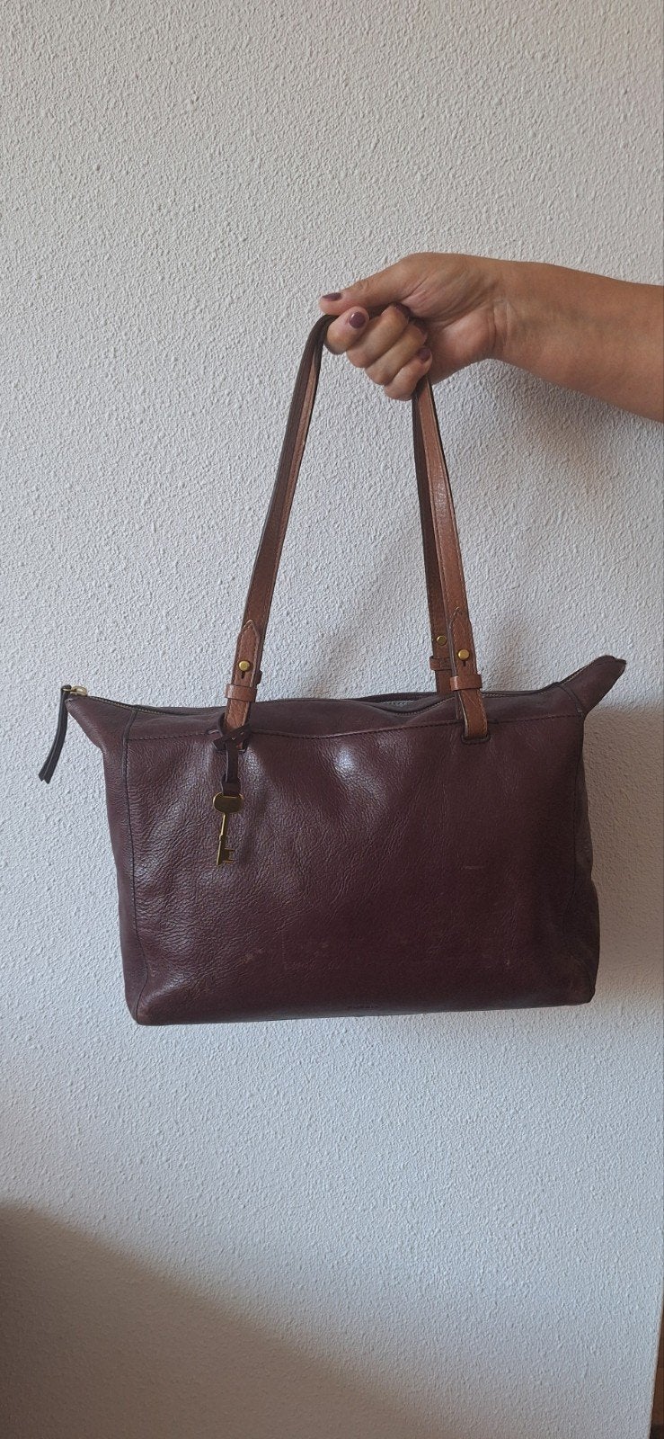 Fossil Handtas - Bordeauxrood Leer, Ophalen of Verzenden, Gebruikt, Rood, Handtas