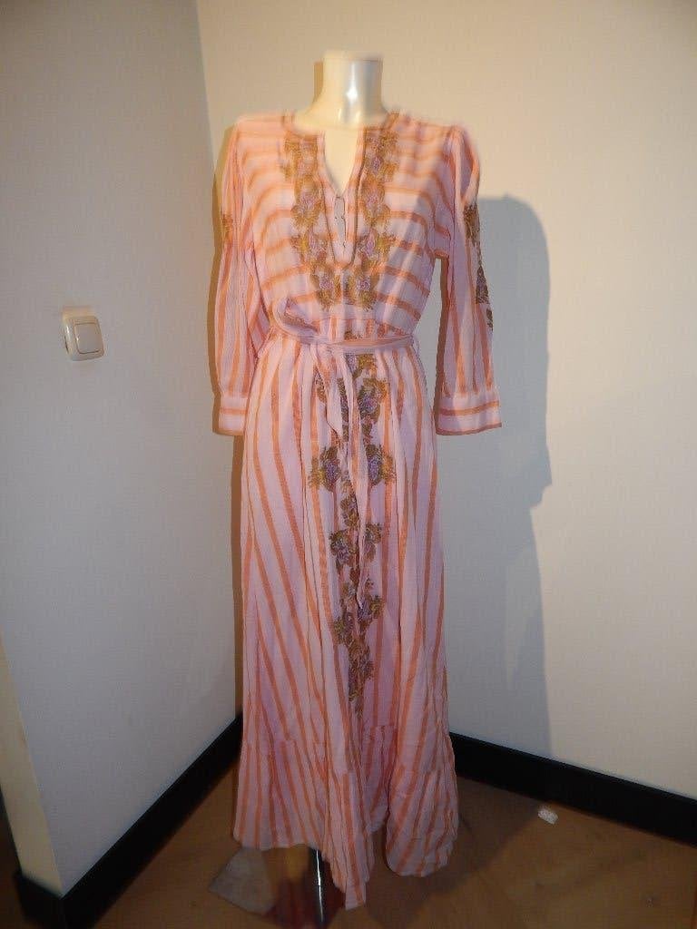 Antik Batik prachtige maxi dress bloemen stiksel Ibiza 38