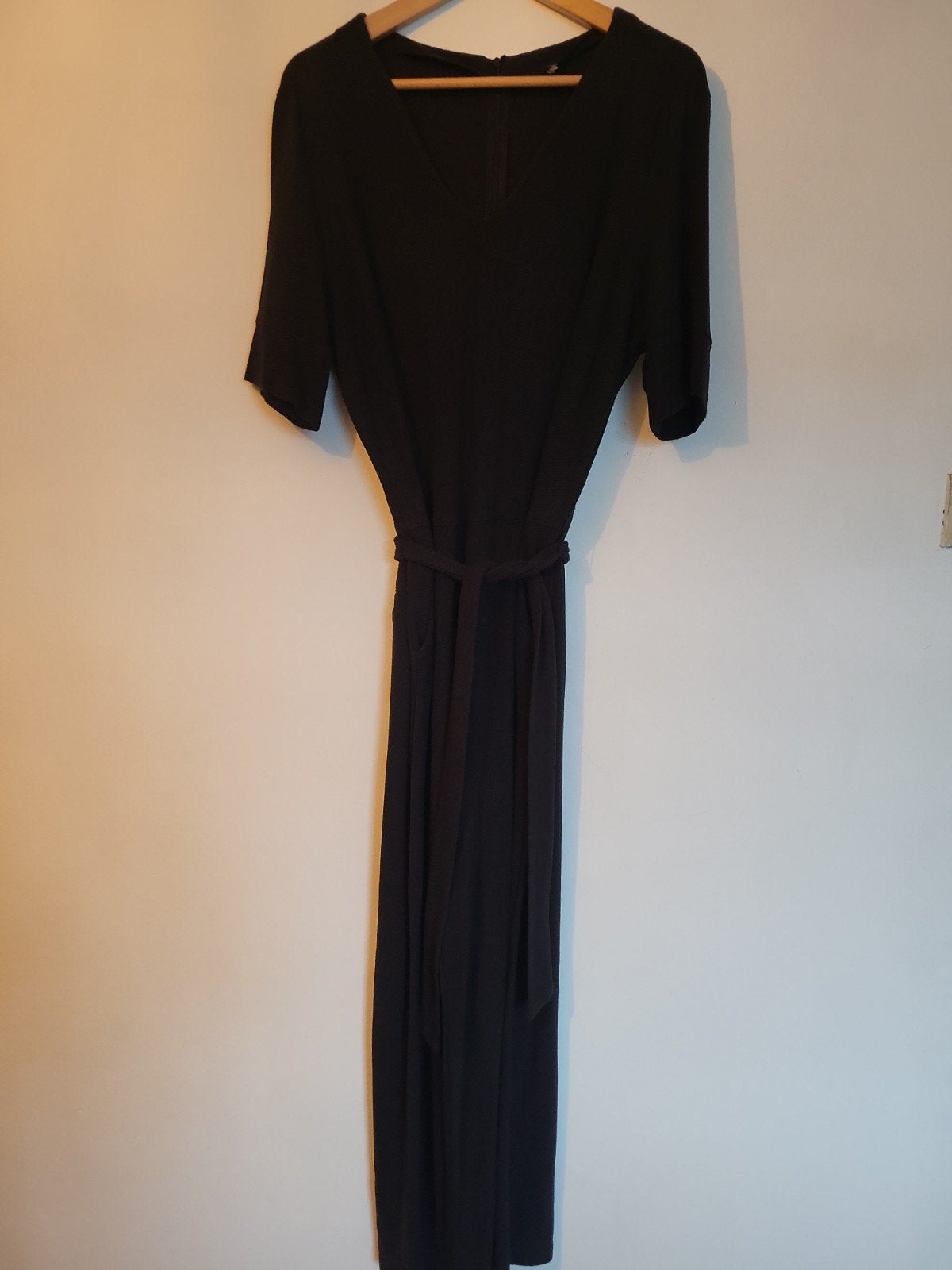 Zwarte jumpsuit met wijde pijpen - Maat L/XL, Ophalen of Verzenden, Gedragen, Maat 46/48 (XL) of groter, Zwart
