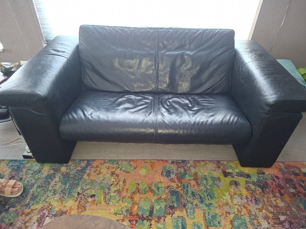 Te koop zwart leren 2 persoons zitbank van Rolf Benz., Ophalen, Gebruikt, 150 tot 200 cm, Tweepersoons