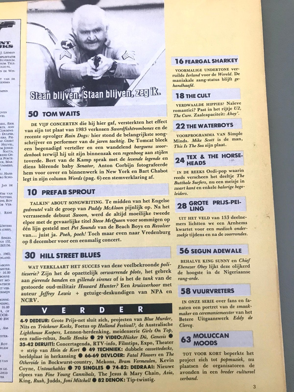OOR Magazine 1985 PREFAB SPROUT Tom Waits WATERBOYS The Cult, Ophalen of Verzenden, Zo goed als nieuw, Muziek, Film of Tv