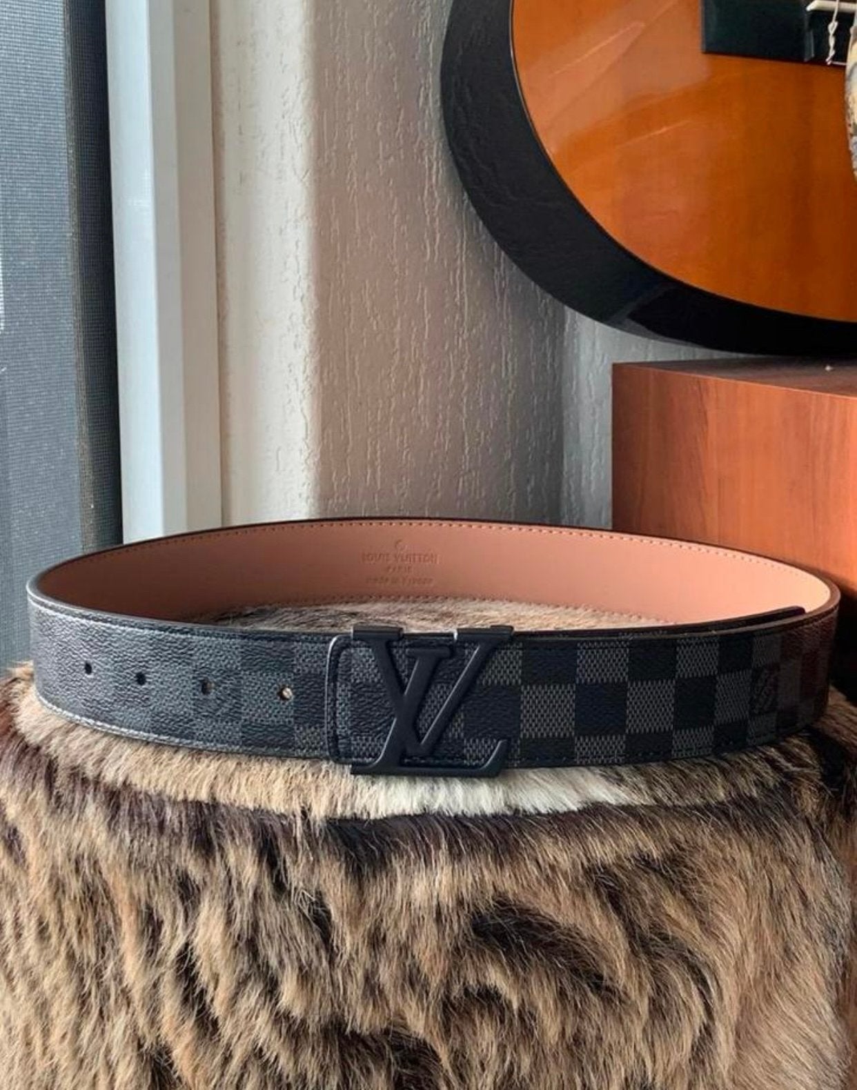 Louis Vuitton Riem Damier Graphite Zwart Grijs, Nieuw, Riem of Ceintuur, Echt leder, Zwart